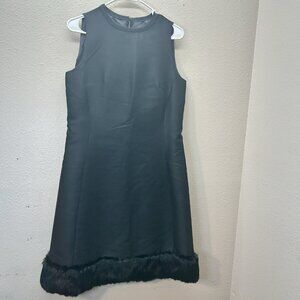 Elegant Black Mini Dress with Faux Fur Trim